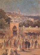 Eugene Delahogue Place du marche a Tanger (mk32) Spain oil painting artist